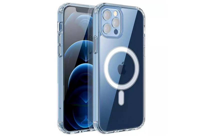 Numerva Smartphone-Hülle Silikon Case für Apple iPhone 12 / 12 Pro, Transparente Schutzhülle Bumper Case MagSafe kompatibel von Numerva