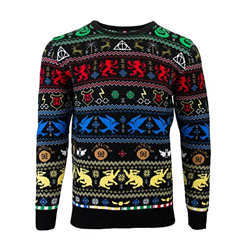 HARRY POTTER HOUSE CHRISTMAS JUMPER / SWEATER Size L von Numskull