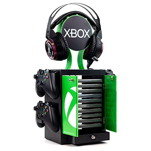 Numskull Offizieller Aufbewahrungsschrank für Xbox Series X Spiele, Kopfhörerständer und Controller-Halter für 10 Spiele oder Blu-Ray Disk-Hüllen, 4 Xbox-Controller Numskull Offizieller Aufbewahrungsschrank für Xbox Series X Spiele, Kopfhörerständer und Controller-Halter für 10 Spiele oder Blu-Ray Disk-Hüllen, 4 Xbox-Controller von Numskull