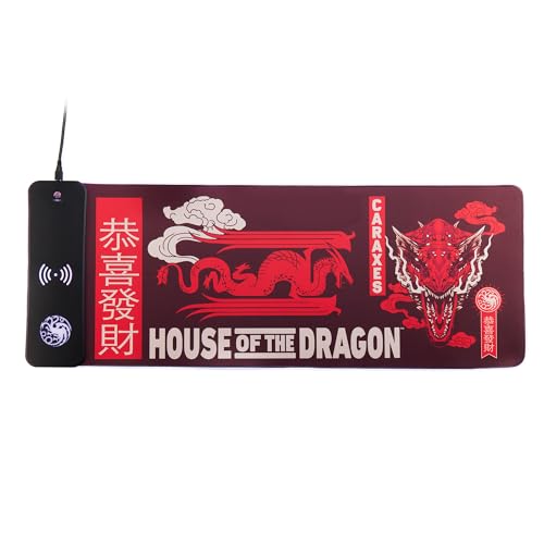 Numskull House of the Dragon XL RGB Gaming-Mauspad mit 15W kabellosem Ladegerät | Anpassbare LED, rutschfest, wasserabweisend Numskull House of the Dragon XL RGB Gaming-Mauspad mit 15W kabellosem Ladegerät | Anpassbare LED, rutschfest, wasserabweisend von Numskull