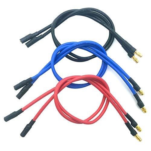 Nuofan 6 Stück 3.5mm Goldstecker Bananenstecker ESC Verlängerungskabel Silikon Kabel für RC Motor （16awg 30cm） von Nuofan