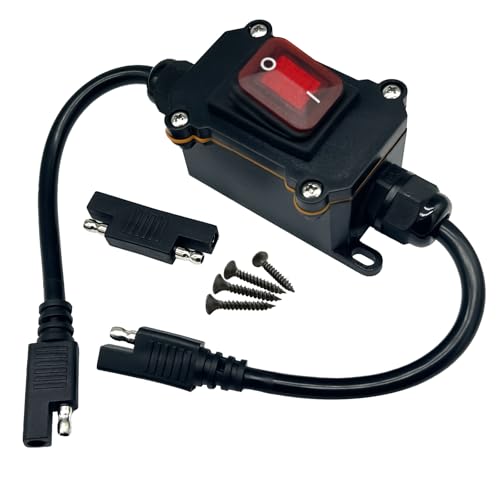 Inline 12V Leistungsschalter IP65 wasserdicht, 14AWG SAE zu SAE Kabel mit ON/Off Schalter Quick Connect/Disconnect Snap, SAE Konverter Kabel für Solarpanel, Motorrad, Wohnmobil, Lager Anhänger von Nuofany