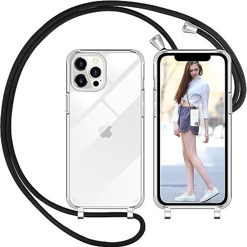 Nupcknn Handykette Hülle für iPhone 12 Pro Max(6.7") Hülle Schutzfolie Silikon Necklace(abnehmbar) Hülle mit Kordel zum Umhängen TPU Handy Schutzhülle mit Band(Transparent) von Nupcknn