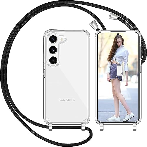 Nupcknn Handykette für Samsung Galaxy S23 Hülle mit Band,Ultra Dünn Transparent Handyhülle (Abnehmbar) Necklace mit Kordel zum Umhängen Kameraschutz Handy Kette Stossfest Schutzhülle(Transparent) von Nupcknn