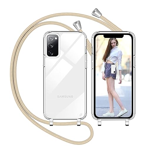 Nupcknn Liquid Silikon Handykette Hülle für Samsung Galaxy S20 Fe Hülle Silikon Necklace(abnehmbar) Hülle mit Kordel zum Umhängen Handy Schutzhülle mit Band (Golden) von Nupcknn