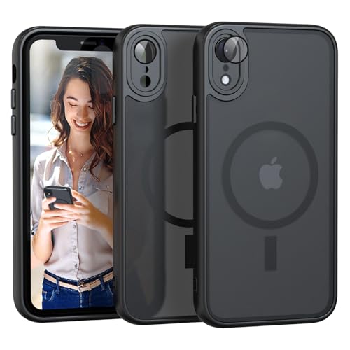 Nupcknn für iPhone XR Hülle Magnetisch mit Magsafe (TOP Militärschutz & Magnetkraft) Handyhülle für iPhone XR Case Durchscheinende Matt Rückseite Dünn Stoßfest Schutzhülle Schwarz von Nupcknn