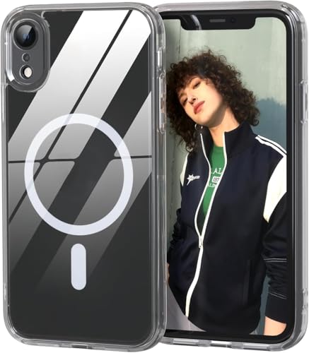 Nupcknn für iPhone XR Hülle Magnetisch mit Magsafe (TOP Militärschutz & Magnetkraft) Transparent Anti Vergilbung Handyhülle für iPhone XR Durchsichtig Dünn Stoßfest Schutzhülle von Nupcknn