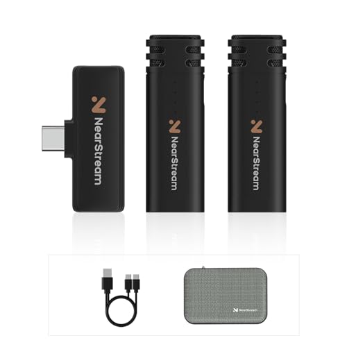 NearStream AWM10T Lavalier Mikrofon Kabellos für Handy, 2,4 GHz Wireless Plug-Play, 10m Reichweite/6H Betriebszeit, Mini Clip-on Bluetooth Ansteckmikrofon für Podcast/Vlogging/Streaming/Interview von Nuroum