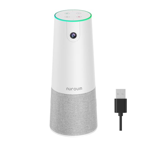 Nuroum C20 Webcam mit Mikrofon und Lautsprecher für Videokonferenz, 100°Weitwinkel/Rauschunterdrückung/4m Tonaufnahme, Kamera für Konferenzräume, USB Plug&Play für PC/Laptop/Mac von Nuroum