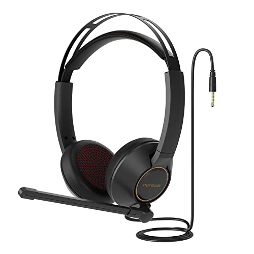 Nuroum HP11-D Headset mit Mikrofon für PC, Komfortable Kabelgebundene Dual-Ear (Stereo) Headset, Anschluss an Desktop/Mac über 3,5 mm Klinke, Kompatibel mit Zoom/Teams für Anruf/Konferenz/Musik von Nuroum