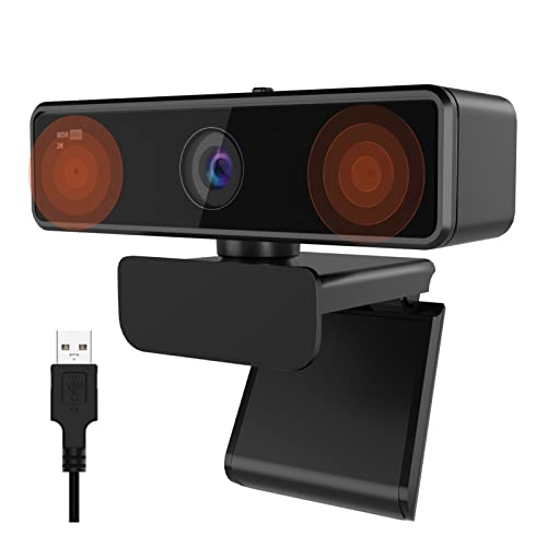 Nuroum V11 Webcam 2K, PC Kamera mit Mikrofon Full HD 1080P/60fps, 1440P/30fps, Rauschunterdrückung/90°Weitwinkel/Abdeckung/360° Drehung/Lichtkorrektur, Business, USB Plug&Play Laptop Zoom/Skype von Nuroum