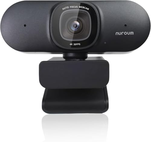 Nuroum V32AF 4K Webcam, Autofokussierung/Sichtfeld Einstellbar/Auto-Framing/1080P 60fps PC Kamera mit Mikrofon Geräuschunterdrückung, USB Plug&Play Webkamera für Laptop/Desktop/Mac von Nuroum