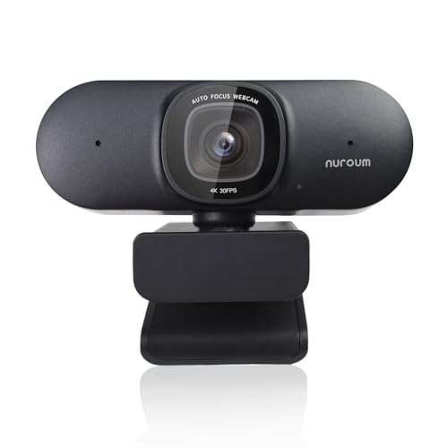 Nuroum V32AF Webcam 4K, Einstellbares Blickfeld/Autofokus/Auto-Framing/1080P 60fps PC Kamera mit Mikrofon Rauschunterdrückung, USB Plug&Play Webkamera für Laptop/Desktop/Mac, für Zoom/Teams von Nuroum