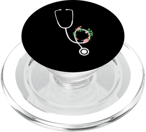 Krankenschwester-Stethoskop mit Blumen PopSockets PopGrip für MagSafe Krankenschwester-Stethoskop mit Blumen PopSockets PopGrip für MagSafe von Nurse Hospital profession job care Medicine