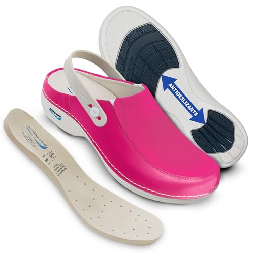 Nursing Care Wash'go4 - Paris, Unisex Erwachsene Durchgängies Plateau Sandalen mit Keilabsatz, rosa - fuchsia - Größe: 37 EU von Nursing Care