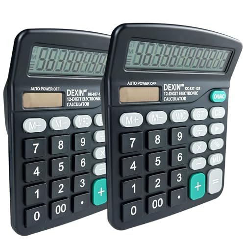 Nutabevr 2er-Pack 12 stelliger Taschenrechner mit Dual-Power (Solar und Batterie), büro und Home Style Calculator mit großem LCD-Display und empfindlicher Taste, für Schule, Büro, Zuhause, Geschäft von Nutabevr