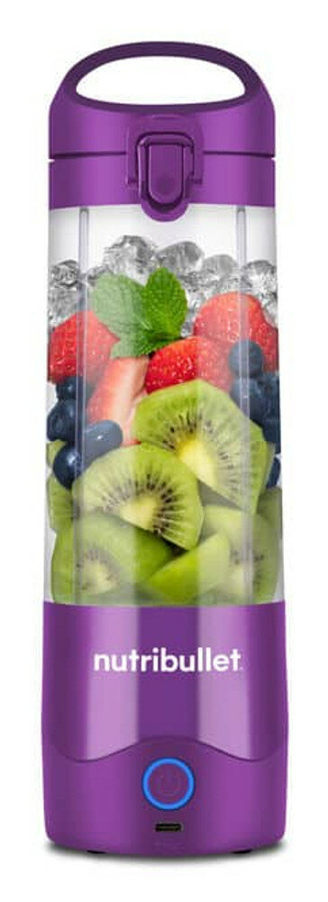 nutribullet NBP003PU Portable Samtlila Standmixer (Akkubetrieb, 0,475 Liter Tritan™ Mixbecher, To Go Deckelaufsatz, 6-Punkt-Edelstahlklinge, Smoothiefunktion, Pulsfunktion, Kunststoff/Edelstahl, Samtlila) von NutriBullet