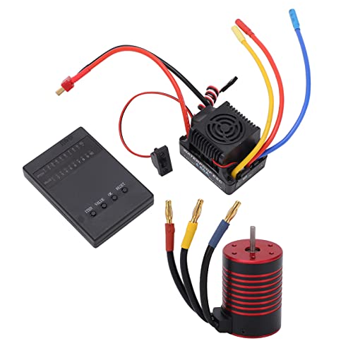 3650 bürstenloser Motor 60A ESC -Programmierkarte Combo Set High Performance RC -Autozubehör für 1/10 Skala Fernbedienungssteuerautos Schwarze rote Aluminiumlegierungschale (2300kV) von NutriEss