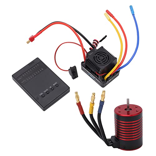 3650 bürstenloser Motor 60A ESC -Programmierkarte Combo Set High Performance RC -Autozubehör für 1/10 Skala Fernbedienungssteuerautos Schwarze rote Aluminiumlegierungschale (3100kV) von NutriEss