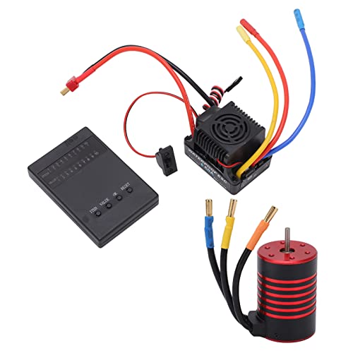 3650 bürstenloser Motor 60A ESC -Programmierkarte Combo Set High Performance RC -Autozubehör für 1/10 Skala Fernbedienungssteuerautos Schwarze rote Aluminiumlegierungschale (3600KV) von NutriEss