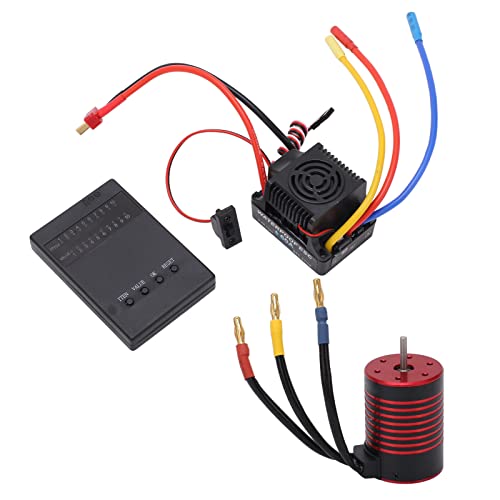 3650 bürstenloser Motor 60A ESC -Programmierkarte Combo Set High Performance RC -Autozubehör für 1/10 Skala Fernbedienungssteuerautos Schwarze rote Aluminiumlegierungschale (4500KV) von NutriEss