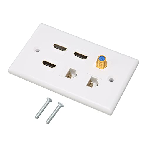 HD Multimedia Interface Wandabdeckung 6 Ports praktisch einfach zu installieren für HDTV Projektoren Computer Netzwerk AV Wandplatte aus ABS von NutriEss