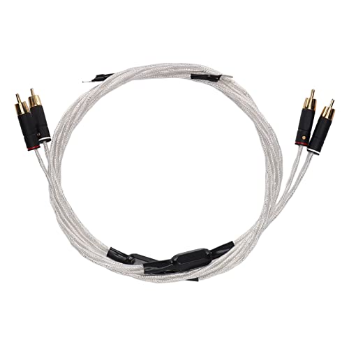 NutriEss Audiophiles Kabel -Premium -Qualität Stereo Auxux -Kabel für LP -Tonarm- und Home -Audio -Systeme Weißer XS0608 Silber -Plattierkernleiter Goldplatted Plug (1m) von NutriEss