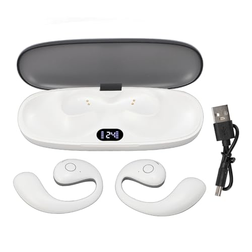 NutriEss Wireless Ohrhörer Bluetooth 5.4 Sporthörer mit LED -Power Display 42H Playtime für das Fahren von Radfahren (Weiß) von NutriEss