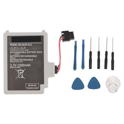 WUP 012 Gamepad -Akku 1500mAh wiederaufladbarer Lithium -Ion -Akku -Batteriepack kompatibel mit Wii U Wup 012 Wup 010 Gamepad Easy Installation Grey von NutriEss