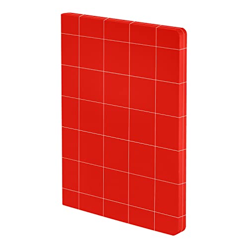 Nuuna Notizbuch A5+ | Break The Grid L Light - Rot | 82 kreative Raster | 160 Seiten | 120g Premium-Papier | Leder rot | nachhaltig produziert in Deutschland von Nuuna
