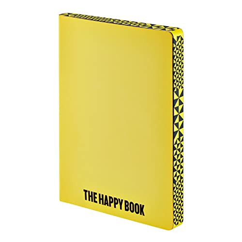 Nuuna Notizbuch A5+ | Graphic L - The Happy Book by Stefan Sagmeister | Dotted | 3,5mm Punktraster | 256 nummerierte Seiten | 120g Premium-Papier | Leder gelb | nachhaltig produziert in Deutschland von Nuuna