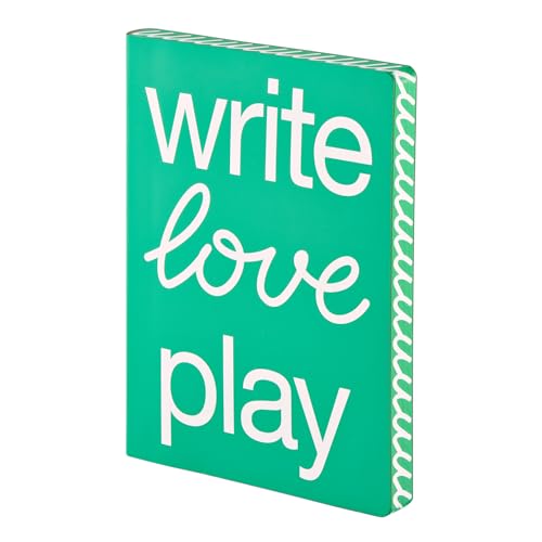 Nuuna Notizbuch A5+ | Graphic L - Write Love Play | 3,5 mm Punktraster | 256 nummerierte Seiten | 120 g Premium-Papier | Leder grün | nachhaltig produziert in Deutschland von Nuuna