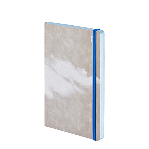 Nuuna Notizbuch A5 | Inspiration Book M - Cloud Blue | farbige Seiten mit Motiven | 120 g Premium-Papier | JeansLabel grau | nachhaltig produziert in Deutschland von Nuuna