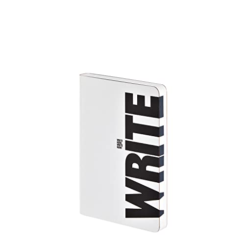 Nuuna Notizbuch A6 | Graphic S - Write - Wrong | Dotted Journal | 2,5mm Punktraster | 176 nummerierte Seiten | 120g Premium-Papier | Leder weiß | nachhaltig produziert in Deutschland von Nuuna