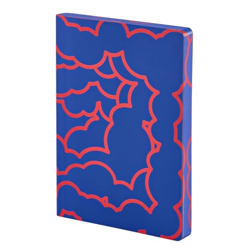 nuuna Notizbuch A5+ | Graphic L - Heaven | 3,5 mm Punktraster | 256 nummerierte Seiten | 120 g Premium-Papier | Leder blau | nachhaltig produziert in Deutschland von Nuuna