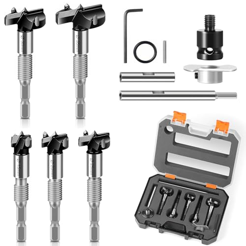 Bohrersatz (Ø 15-35 mm) mit Werkzeugkoffer & Adapter + Erweiterung - Lochfräser Drill-Bits Hochpräzise Holzbohrer - Premium Mauerwerksbohrer Bohrer Holz für Hart- & Weichholz kopf bohrer von Nuvollo