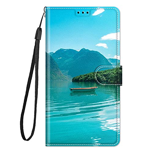 Nuxiady Handyhülle für Samsung Galaxy A13 5G Hülle mit Schön Motiv Muster PU Lederhülle Flip Dualer Kartensteckplatz Case Handytasche Schutzhülle Stoßfeste Klapphülle Galaxy A13 5G,Fluss von Nuxiady