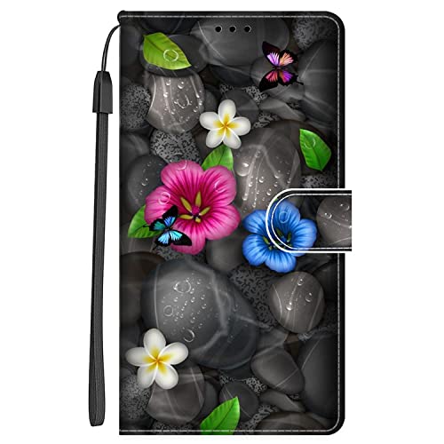 Nuxiady Handyhülle für Samsung Galaxy A34 5G Hülle mit Schön Motiv Muster PU Lederhülle Flip Wallet Cover Klappbar Handytasche Schutzhülle Stoßfeste Klapphülle für Samsung Galaxy A34 5G,Steinblume von Nuxiady