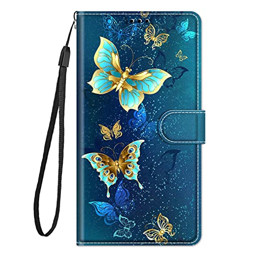Nuxiady Handyhülle für Xiaomi Redmi Note 13 4G Hülle mit Schön Motiv Muster PU Lederhülle Flip Case Klappbar Cover Handytasche Schutzhülle Stoßfeste Klapphülle für Redmi Note 13, Grüner Schmetterling von Nuxiady