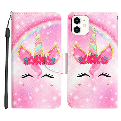 Nuxiady Handyhülle für iPhone 11 Hülle, Niedliches Muster Leder Klapphülle mit 360 Grad Klappbar Lederhülle Schutzhülle Etui Flip Case Stoßfest Silikon Motiv Cover Tasche, Regenbogen-Einhorn Nuxiady Handyhülle für iPhone 11 Hülle, Niedliches Muster Leder Klapphülle mit 360 Grad Klappbar Lederhülle Schutzhülle Etui Flip Case Stoßfest Silikon Motiv Cover Tasche, Regenbogen-Einhorn von Nuxiady