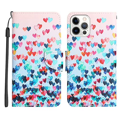 Nuxiady Handyhülle für iPhone 12 Pro Max Hülle, Niedliches Muster Leder Klapphülle mit 360 Grad Klappbar Lederhülle Schutzhülle Etui Flip Case Stoßfest Silikon Motiv Cover Tasche, Buntes Herz Nuxiady Handyhülle für iPhone 12 Pro Max Hülle, Niedliches Muster Leder Klapphülle mit 360 Grad Klappbar Lederhülle Schutzhülle Etui Flip Case Stoßfest Silikon Motiv Cover Tasche, Buntes Herz von Nuxiady