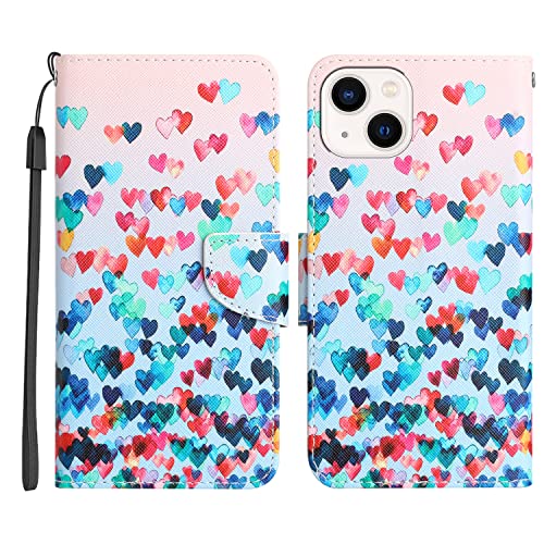 Nuxiady Handyhülle für iPhone 13 Hülle, Niedliches Muster Leder Klapphülle mit 360 Grad Klappbar Lederhülle Schutzhülle Etui Flip Case Stoßfest Silikon Motiv Cover Tasche, Buntes Herz Nuxiady Handyhülle für iPhone 13 Hülle, Niedliches Muster Leder Klapphülle mit 360 Grad Klappbar Lederhülle Schutzhülle Etui Flip Case Stoßfest Silikon Motiv Cover Tasche, Buntes Herz von Nuxiady
