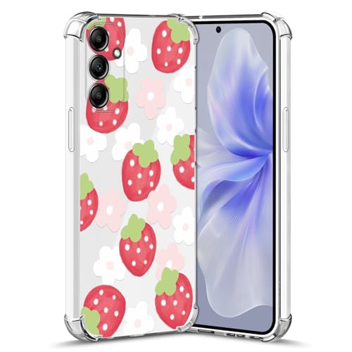 Nuxiady Hülle für Samsung Galaxy A05S Silikon Transparent Handyhülle Dünne Bumper schutzhülle Stoßfeste Kratzfestes Blume Case Weiche Cover Kompatibel mit Samsung Galaxy A05S, Erdbeere von Nuxiady