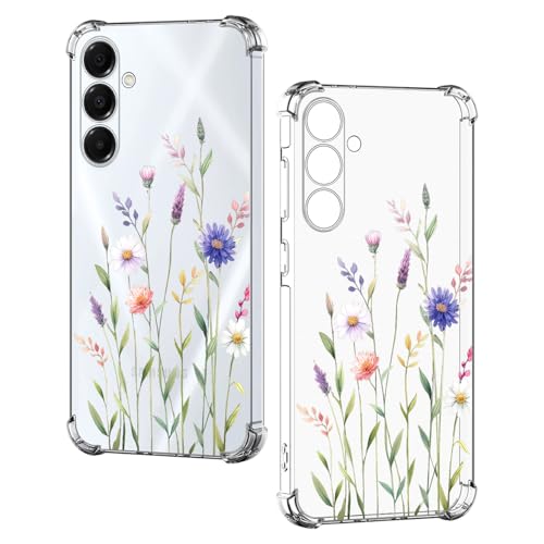 Nuxiady Hülle für Samsung Galaxy A15 5G / 4G Silikon Transparent Handyhülle Dünne Bumper schutzhülle Stoßfeste Kratzfestes Blume Case Weiche Cover Kompatibel mit Galaxy A15, Blatt Gänseblümchen von Nuxiady