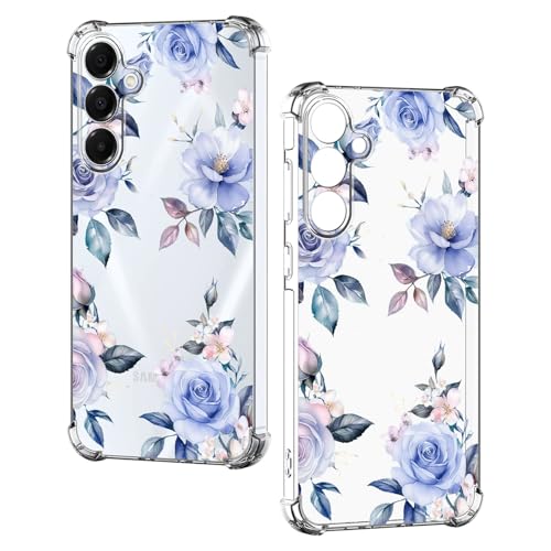 Nuxiady Hülle für Samsung Galaxy A16 5G / 4G Silikon Transparent Handyhülle Dünne Bumper schutzhülle Stoßfeste Kratzfestes Blume Case Weiche Cover Kompatibel mit Galaxy A16, Blaue Rose von Nuxiady