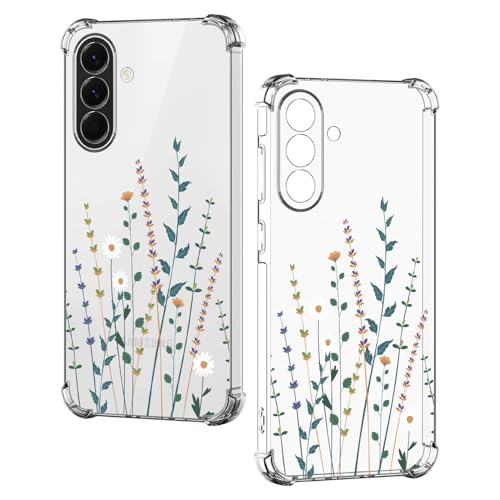 Nuxiady Hülle für Samsung Galaxy A26 5G Silikon Transparent Blume Handyhülle Dünne Bumper schutzhülle Kratzfestes Stoßfeste Case Weiche Cover Kompatibel mit Samsung A26, Blume Zweige von Nuxiady