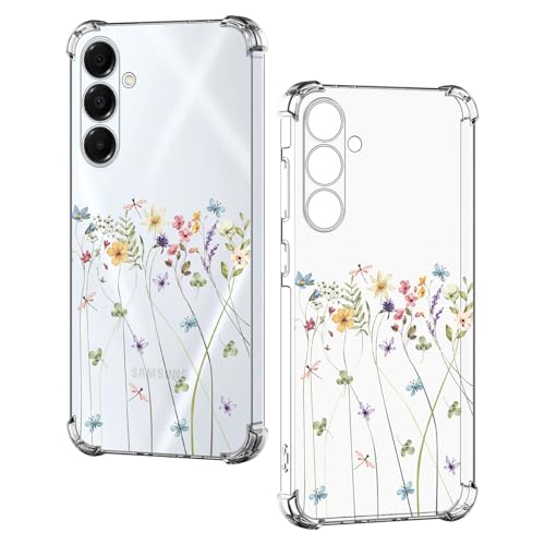 Nuxiady Hülle für Samsung Galaxy A55 5G Silikon Transparent Handyhülle Dünne Bumper schutzhülle Stoßfeste Kratzfestes Blume Case Weiche Cover Kompatibel mit Galaxy A55, Schmetterling Blume von Nuxiady