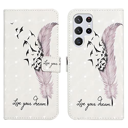 Nuxiady Hülle für Samsung Galaxy S22 Ultra 5G 6.8" Schön Motive Muster Klapphülle PU Leder Handytasche Wallet Flip Case Cover Schutzhülle Klappbar Stoßfeste Handyhülle für Galaxy S22 Ultra 5G, Feder Nuxiady Hülle für Samsung Galaxy S22 Ultra 5G 6.8" Schön Motive Muster Klapphülle PU Leder Handytasche Wallet Flip Case Cover Schutzhülle Klappbar Stoßfeste Handyhülle für Galaxy S22 Ultra 5G, Feder von Nuxiady