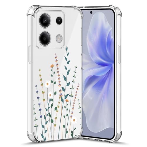 Nuxiady Hülle für Xiaomi Redmi Note 13 Pro 5G Silikon Transparent Handyhülle Dünne Bumper schutzhülle Stoßfeste Kratzfestes Case Weiche Cover Kompatibel mit Redmi Note 13 Pro 5G, Blume Zweige von Nuxiady