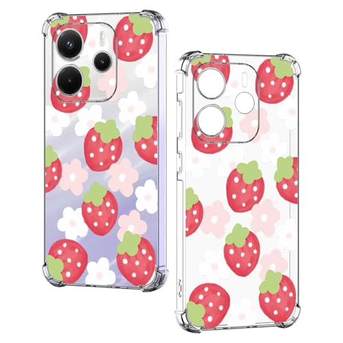 Nuxiady Hülle für Xiaomi Redmi Note 14 4G Transparent Silikon Handyhülle Dünne Bumper schutzhülle Stoßfeste Kratzfestes Blume Case Weiche Cover Kompatibel mit Redmi Note 14 4G, Erdbeere Nuxiady Hülle für Xiaomi Redmi Note 14 4G Transparent Silikon Handyhülle Dünne Bumper schutzhülle Stoßfeste Kratzfestes Blume Case Weiche Cover Kompatibel mit Redmi Note 14 4G, Erdbeere von Nuxiady